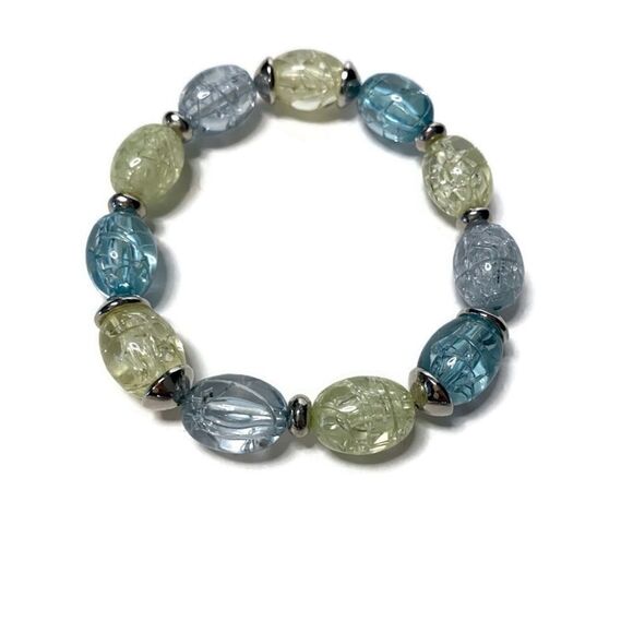 NAPIER Silver-Toned Beaded Necklace with  Colored Hanging Beads with Bracelet - Picture 5 of 6